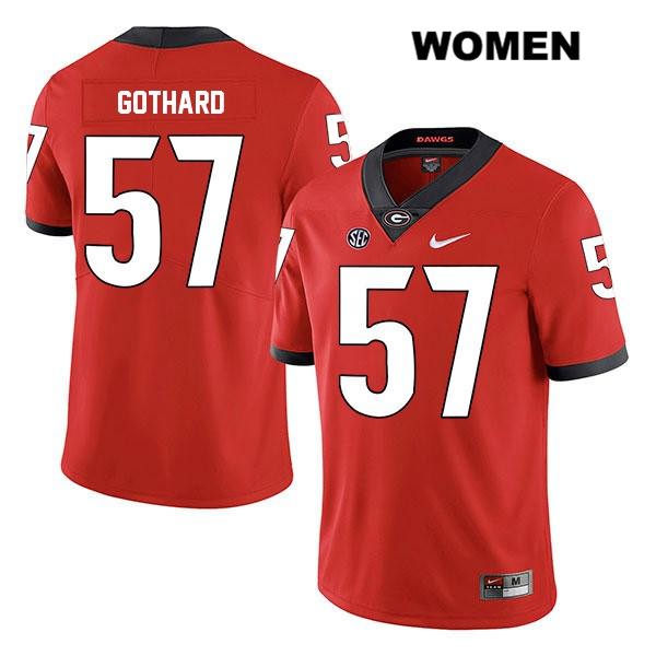 Georgia Bulldogs Women's Daniel Gothard #57 NCAA Legend Authentic Red Nike Stitched College Football Jersey JFZ1856NJ